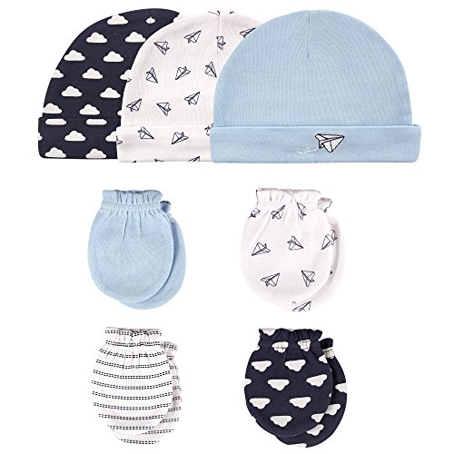 Image of Hudson Baby Unisex Baby Cotton Cap and Scratch Mitten Set