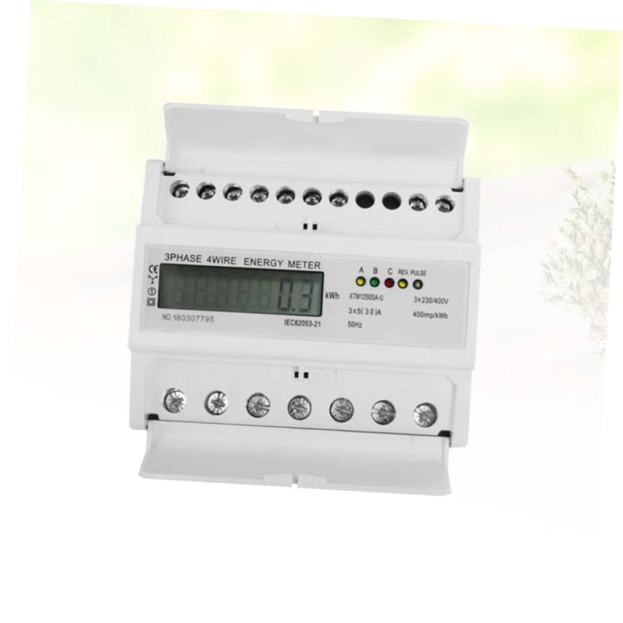 Housoutil 30a Misuratore di Energia Elettrica Trifase Display Lcd Voltmetro e Wattmetro su Rotaia Xtmsa-u per Circuiti