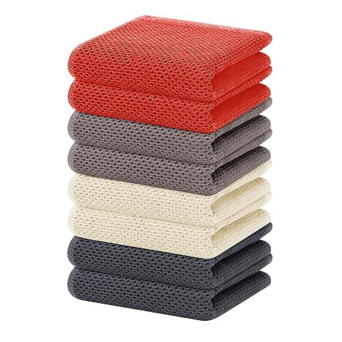 Image of Homaxy 100% Cotton Waffle Weave Kitchen Dish Towels, Ultra Soft Absorbent Quick Drying Cleaning Towel, 13 x 28 Inches, 8-Pack, Multicolor