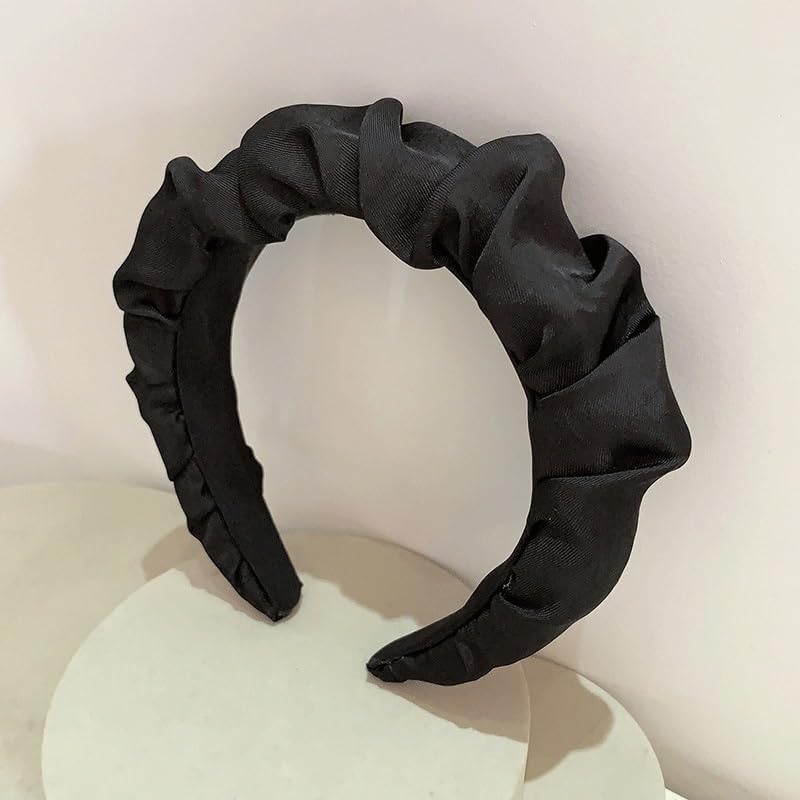 Vintage Pleated Thick Sponge High Cranial Top Headpiece Press Hairpin Wide Edge Headband