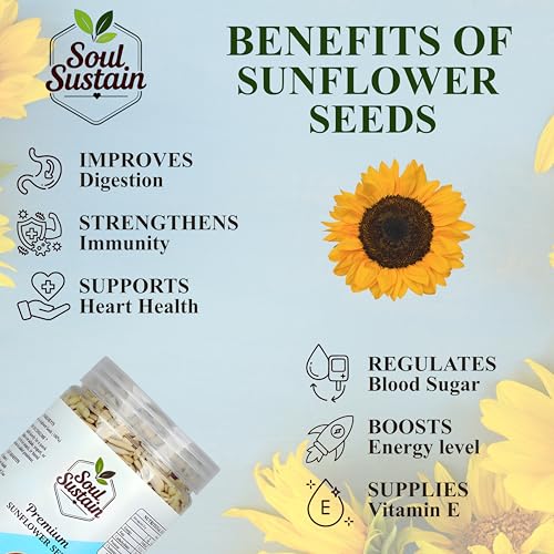 Image of SoulSustain Sunflower Seeds 420 GM, Shelled Sunflower Kernels for Snacking, Baking, Salads and Trail Mix, Vegan Protein, Keto Friendly, Non GMO, Bulk Snack Food