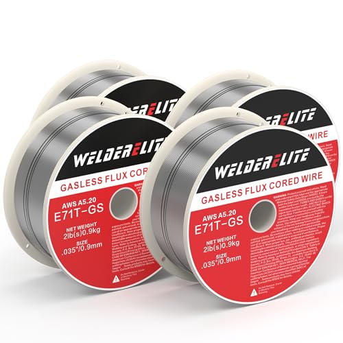 Image of 4-Pack 0.035 inch Gasless Flux Core MIG Wire, 2lb Each, E71T-GS, Perfect for Welding Galvanized, Stainless & Mild Steel Projects