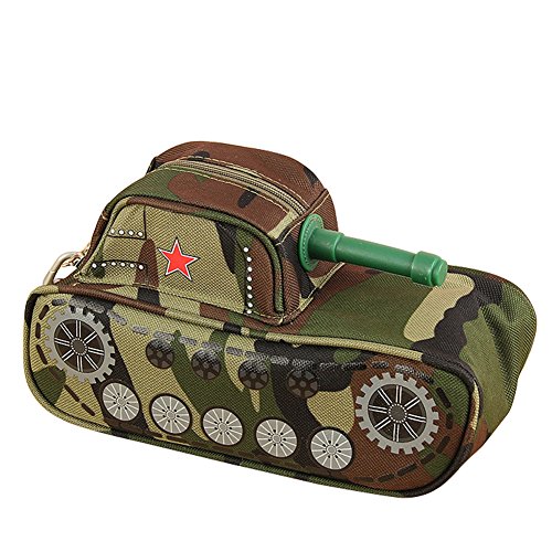 Moolecole Gran Capacidad Cremallera Caja De Lápices Papelería Suministros Por Chicos Chicas Estudiante Gran Capacidad Creativo Camuflaje Tanque Coche Estuche Tanque Militar Verde