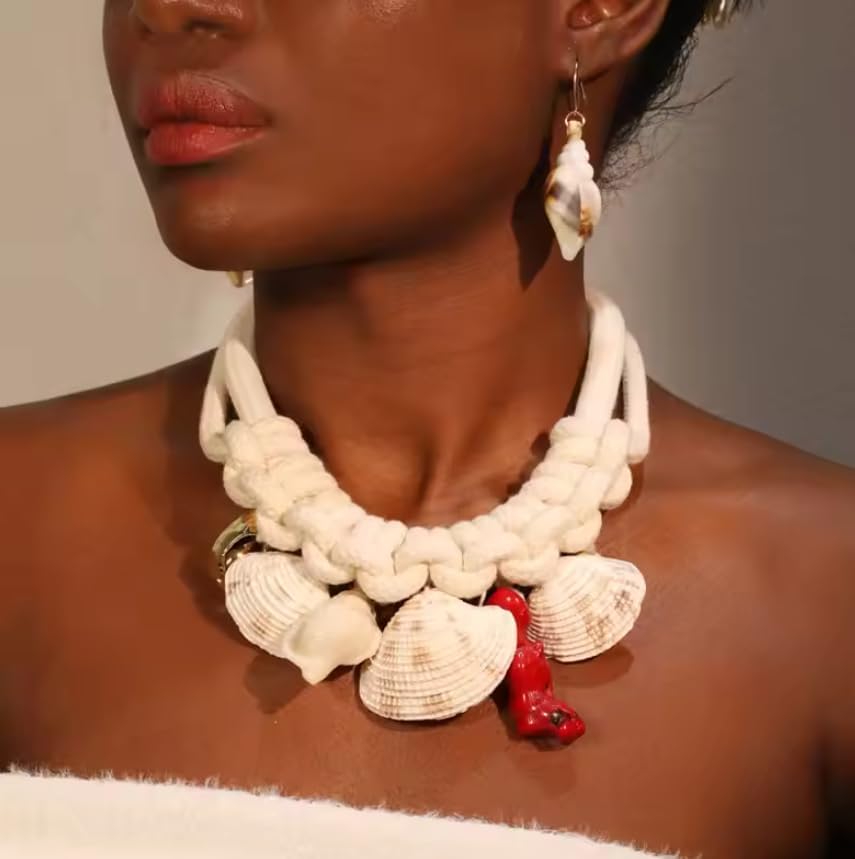 Necklace Earrings With Shells Coral For Women Beach Daily Accessory