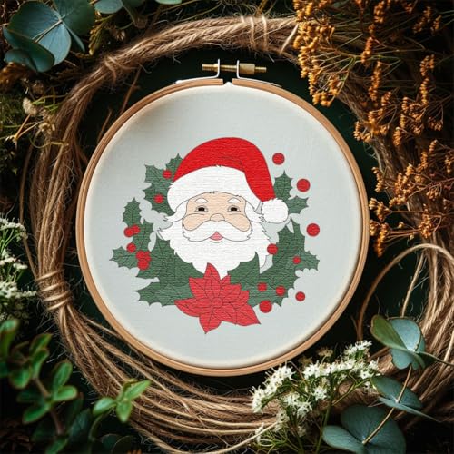 Image of Peacoblue Water Soluble Embroidery Patterns for Beginners, Christmas Crystal Ball Santa Claus Reindeer 4 Sheets with 20pcs, Wash Away Embroidery Pattern Stabilizer for Hand Sewing Lover Women Adults