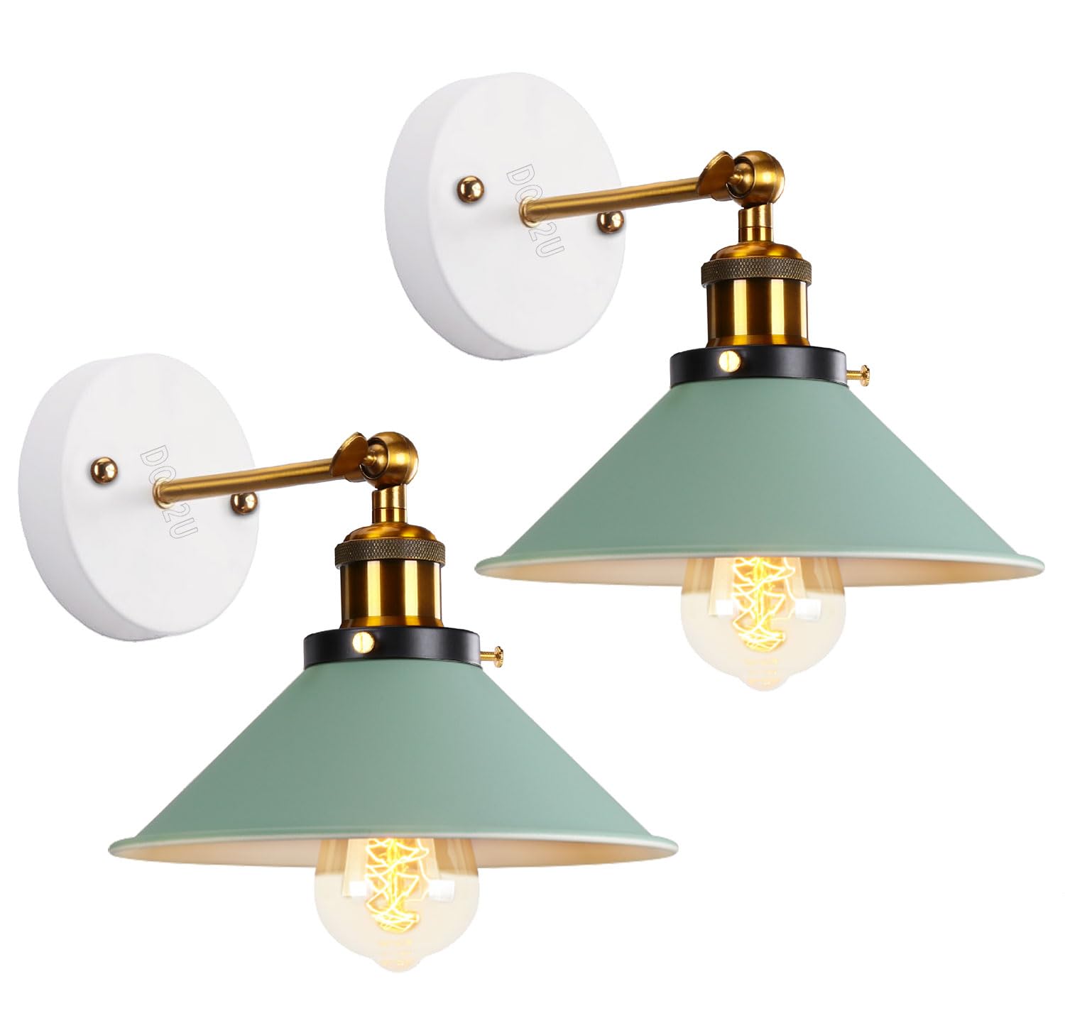 PETITES ECREVISSES 2 Piezas Apliques de Pared Interior E27 Lámpara Pared Industrial Retro Luz de Pared Ajustable Iluminación Metal Diseño para Dormitorio Pasillo Cocina(Aplique - 2 piezas)