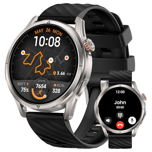 KOSPET Magic R10 Smart Watch for Men Women with GPS 50-Day Battery Life 1.43 AMOLED 5ATM Waterproof Fitness Watch with Heart Rate/Sleep Tracker Voice Assistants (Silver)