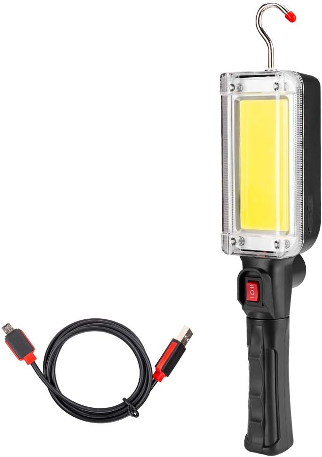 Gaocunh LED Work Light 3W Rotatable LED COB Inspection Lamp, Two Modes Rechargeable LED Flashlight Torch with Hanging Hook, Magnetic for Household Workshop Automobile Camping Emergency Use