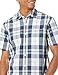 Amazon Essentials Men's Slim-Fit Short-Sleeve Poplin Shirt, Navy White Large Plaid, X-Large