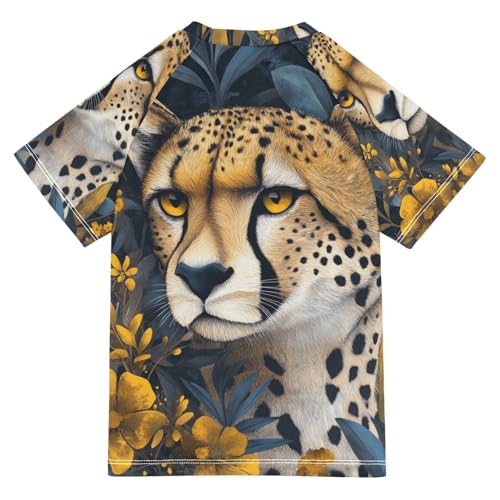 Kids Swimsuit Cute Leopard Animal Sunscreen T-Shirts Swimwear Sets UPF 50+2
