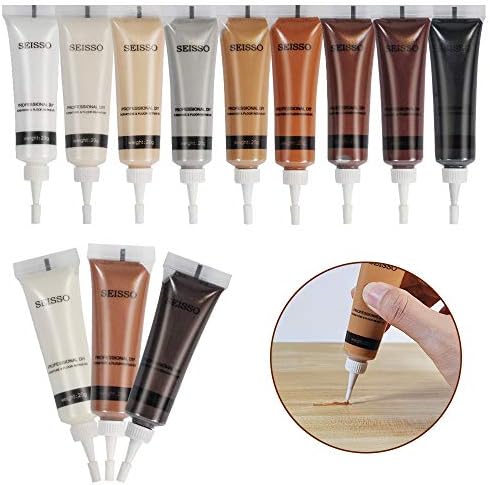 SEISSO Furniture Repair Kit, 12 Colors Wood Filler, Wooden Furniture Repair Cream, Scratch Repair Kit, Repairs Scratches, Stains for Wood Floors Cabinets Doors Beds White and Natural Colors