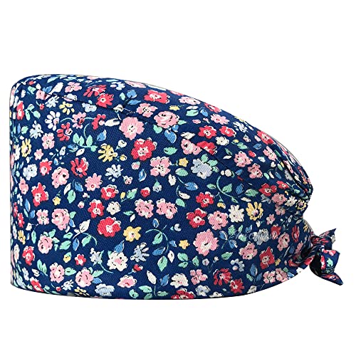niaahinn Working Cap with Buttons for Women Adjustable Scrub Hat with Sweatband Nusing Hat with Cute Prints (12142)