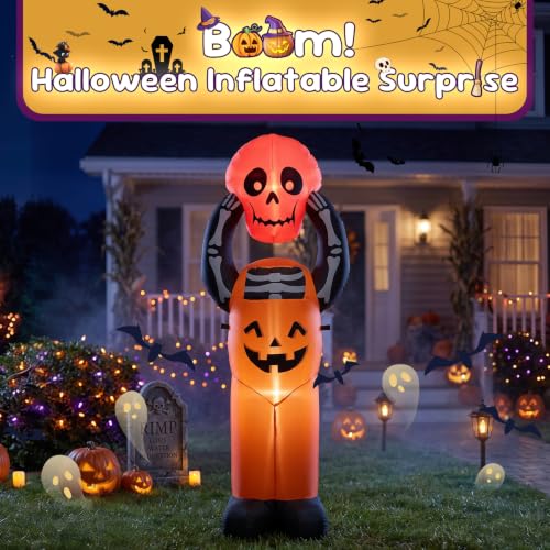 6 FT Halloween Inflatable Pumpkin Skeleton with LED Lights - image 6