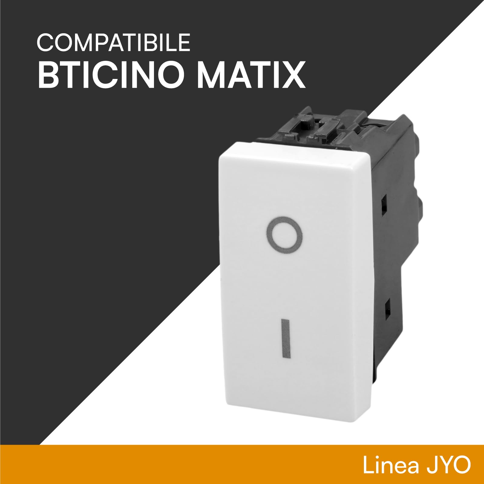 Interruttore Bipolare di Corrente 16A 250V I/O a Incasso da Muro Bianco | Compatibile con BTicino Matix Frutti Elettrici - Confezione da 2