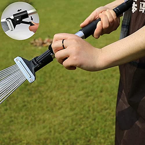 Verstellbarer Laubbesen Aus Metall - 15 Zinken, Mit Kehrschaufel, 172 Cm Griff