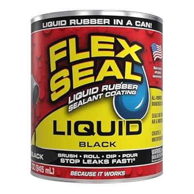 Flex Seal Liquid, Rubber Coating Sealant, Waterproof, Flexible, Breathable, and UV Resistant, Roof Repair, Basements, RV, Campers, Trailers, Marine, EPDM, Masonry, Black, 32 oz