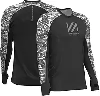 Camiseta de Pesca Masculina Premium Flex Proteção Uv 50+ - Mar Negro Camo Graphite G1