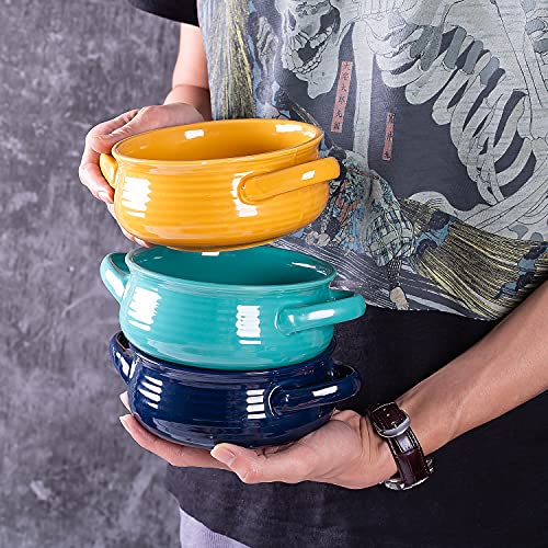Cutiset 20 Ounce Multicolor Ceramic Soup Bowls With Handles,Ceramic Serving Bowl Set For Soup thumb #5