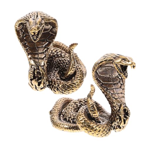 Figurine de serpent en laiton massif : sculpture de bureau artisanale au design détaillé