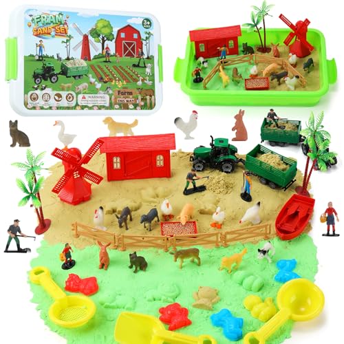 Farm Sensory Bin Toys, Sensory Play Sand Art Kit...
