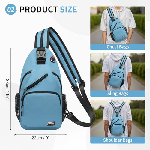 Image of Convertible Sling Bags for Women Men, Lightweight Crossbody Backpack Daypack Fit for 11 inch Tablet for Casual Travel Sport Hiking (Blue)