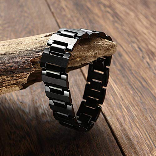 Urban Jewelry Stylish Black Solid Tungsten 8.3 Inches Link Bracelet For Men (Shiny) #TOP2