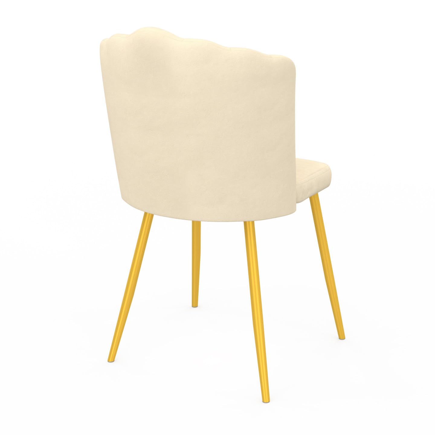 IDMarket – Juego de 2 sillas de concha Adella Beige de terciopelo con patas doradas