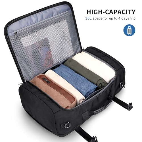 WITZMAN Travel Backpack for Men 35L Carry-on Laptop Backpack Luggage Fit 16 inch TSA Friendly Flight Approved with Shoe Compartment for Airplanes(B718 Black) - Image 4