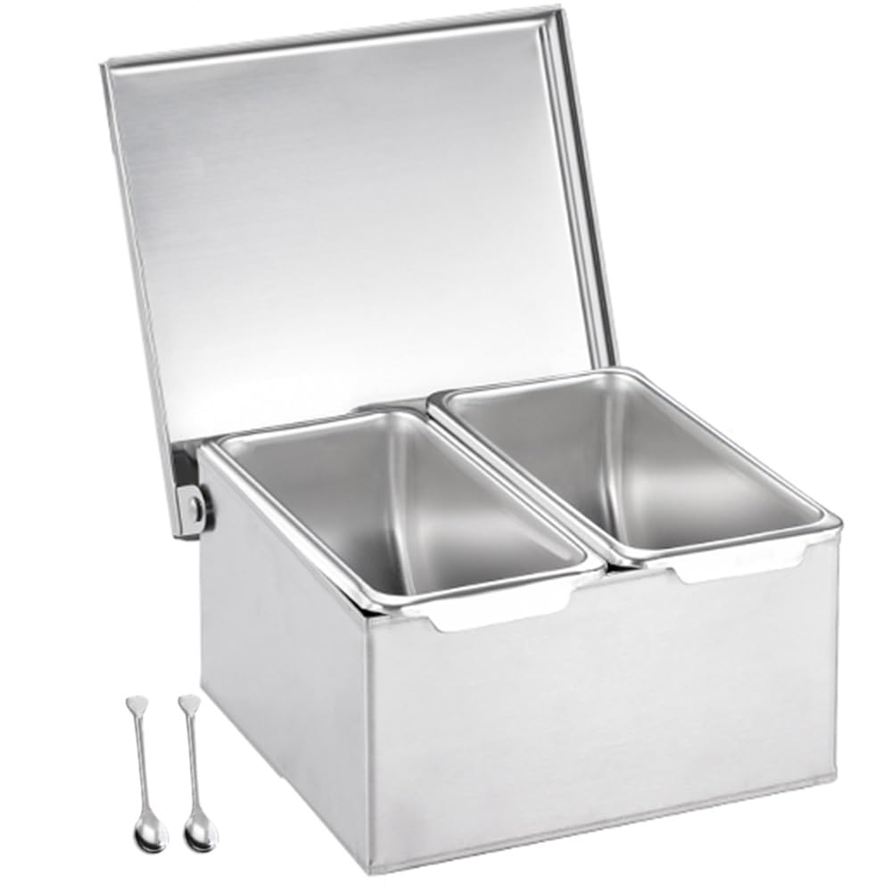 DFGHNBVC Stainless Steel Spice Rack Setprofessional Condiment Dispenser For Kitchens Buffets Efficient Foodfor Seasonings Sauces Spices,Silver-B-33.5X18.5X14.5Cm