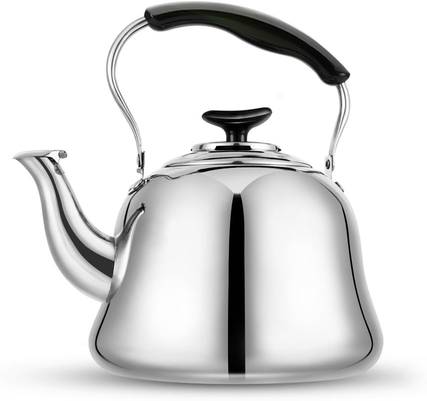 AMFOCUS Stovetop Tea Kettle Teapot - 18/10 Stainless Steel - 2 liters