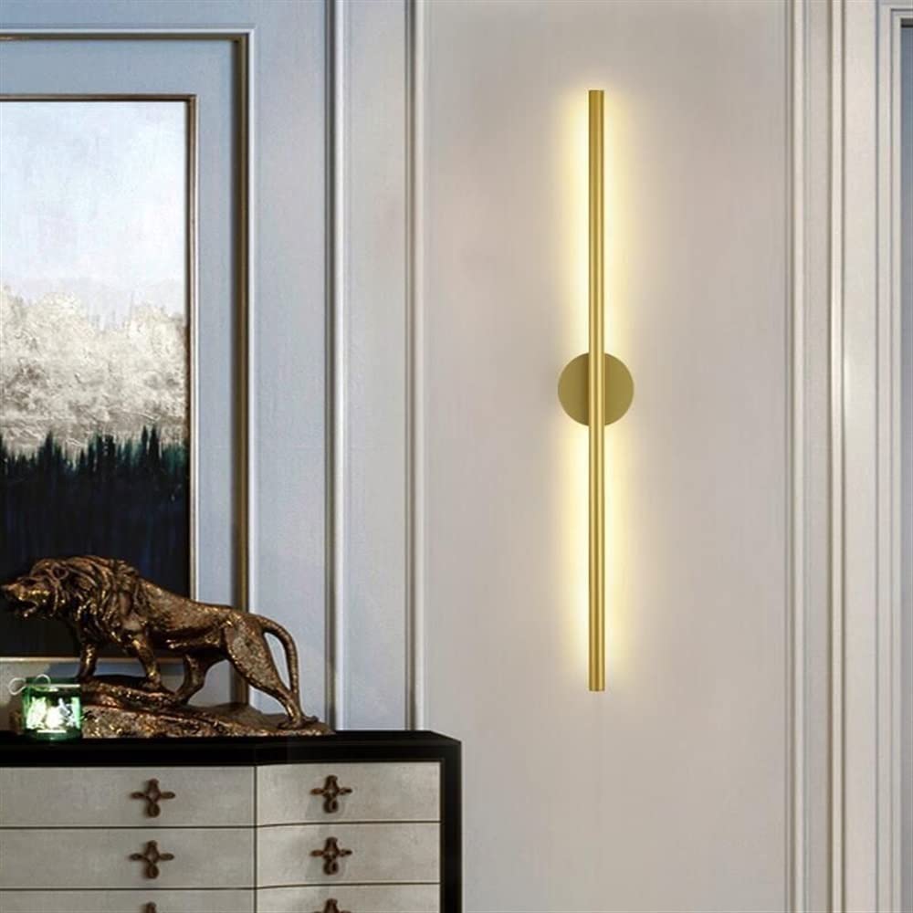 KKXXYQFC Kinkiety Kinkiety Długi pasek Kinkiet Aluminiowy kryty kinkiet LED Lampki nocne Astygmatyzm Kinkiet Naścienna oprawa oświetleniowa do sypialni Komoda Łazienka Pokój dzienny (Złoto A3000k,