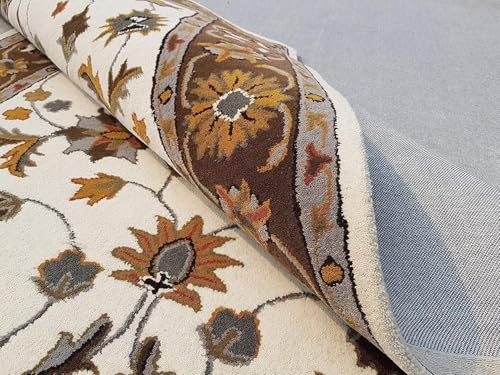 Image of Sifa Carpet Crafted with Care: Premium Hand-Tufted Wool Carpets Royanna Traditional Design Handmade Area Rugs, for Your Room Beige Color Size 5x7 feet (150x210cm)