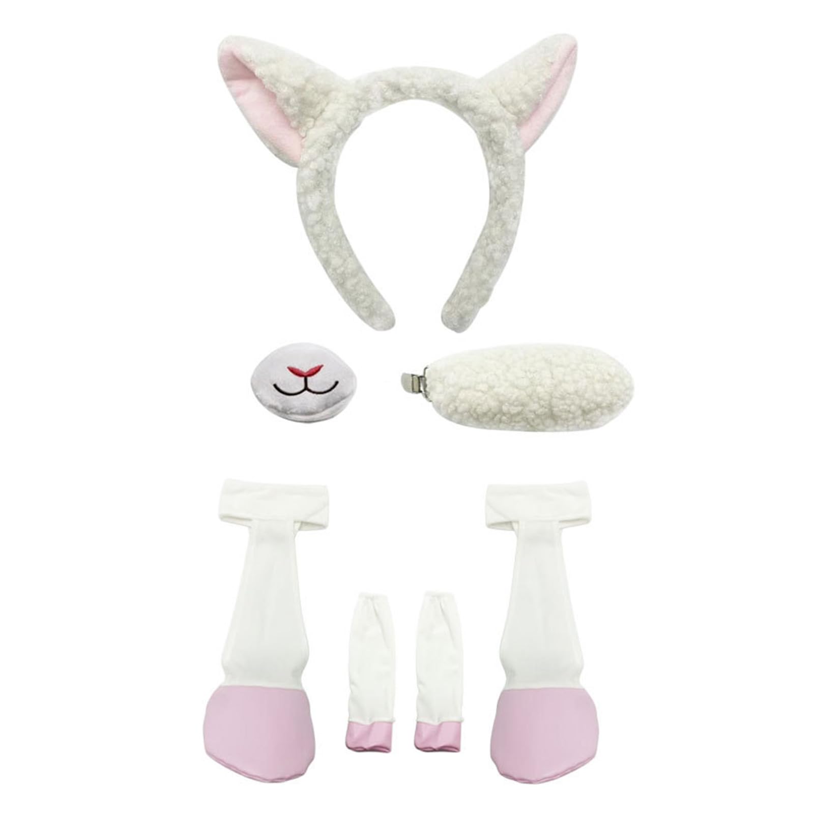 LLUJIAXI Mouse/Donkey/Pigs/Sheep Costume Set Ears Tail Bowtie Tie Nose Animal Fancy Costume Set Accessories for Halloween Cosplay