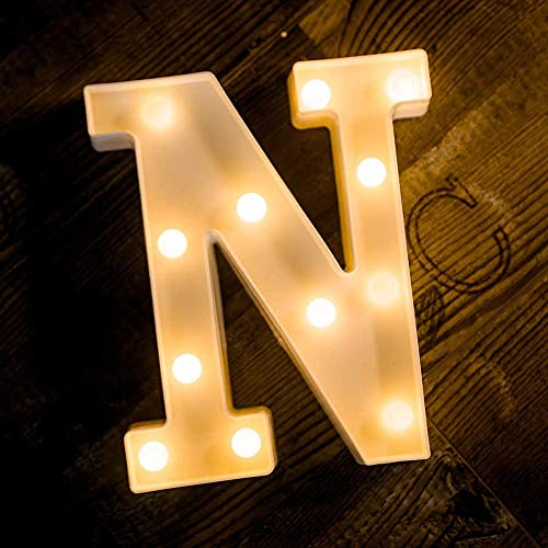 Image of Beeban Marquee N Alphabet Shaped LED Light Lamp for Decoration Decore Walls Hanging Birthday Party Wedding (N)