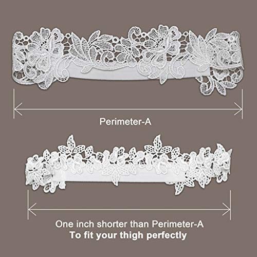 Wedding Garters For Bride Garter Set For Bride Wedding Garter Belts Lace Bridal Garter 2 Piece Plus Size (White, L) #TOP2
