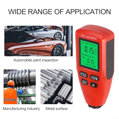Calibrador digital de grosor de recubrimiento 0-2000um para prueba de película de pintura automotriz, alta precisión, medición no destructiva (ROJO) miniatura 6