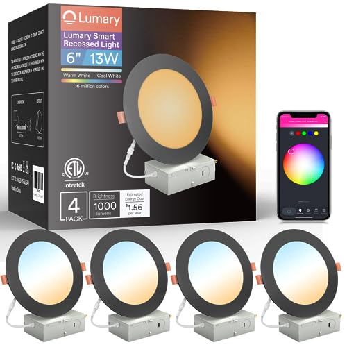 Lumary Smart Recessed Lighting 6 inch Smart WiFi Recessed Lights Ultra-Thin Smart Downlight 13W 1000LM with Junction Box Work with Alexa/Google Assistant(6 Inch-4PACK) Lumary Smart Recessed Lighting 6 inch Smart WiFi Recessed Lights Ultra-Thin Smart Downlight 13W 1000LM with Junction Box Work with Alexa/Google Assistant(6 Inch-4PACK)