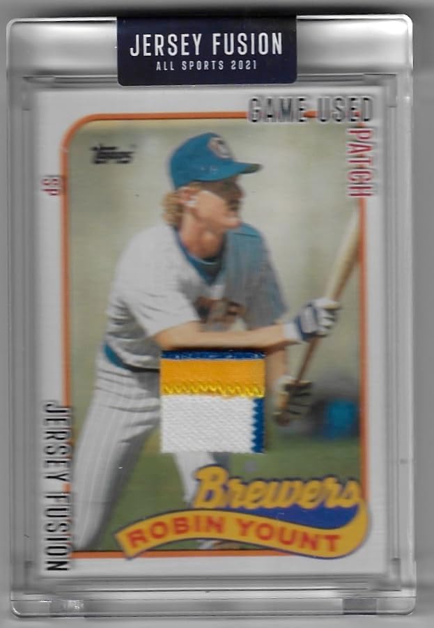 Robin Yount SP Jersey Fusion Swatch of a Game Worn Jersey Relic Memorabilia Collectible Football Card - 2021 Jersey Fusion All Sport Edition #JF-RY88 (Brewers)