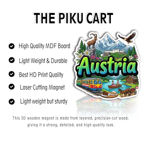 Image of Fridge Magnet, Premium Engineered Wood Travel Souvenir, Multicolor Decorative Refrigerator Magnet with Laser Cut Design & HD Print- Austria