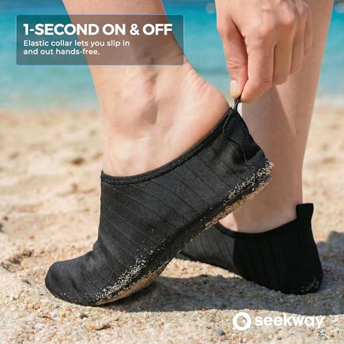 SEEKWAY Water Shoes Women Men Adult Quick-Dry Aqua Socks Barefoot Non Slip for Beach Swim River Pool Lake surf Black SK002(U)