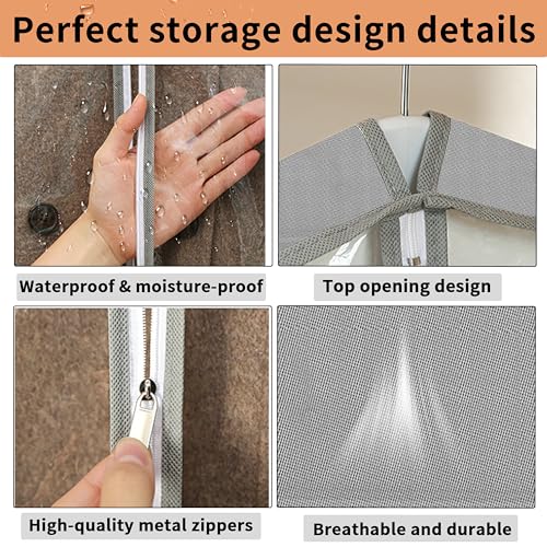 3 Pcs Garment Bags, 40" & 50" PEVA Moth-Proof Breathable Dust Cover, Hanging Clothes Covers with Bedroom, Suits, Padded Clothes, Shirts Prevent Dust - Image 6