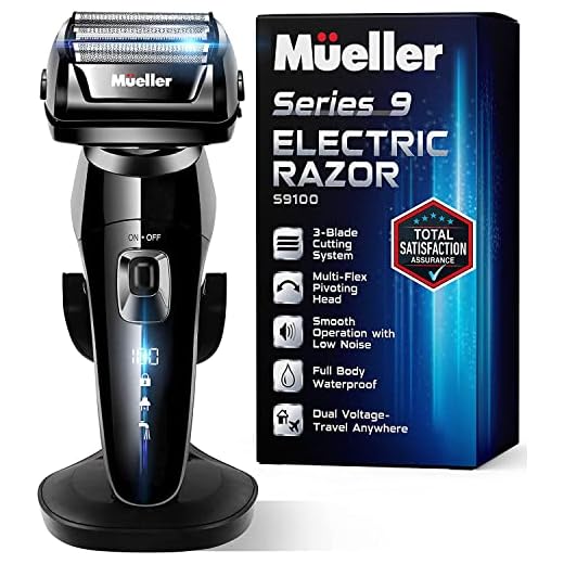Mueller Electric Razor for Men, Wet/Dry, Rechargeable, LED, 40,000 Cross-Cutting Actions/Min for Closest Shave, 5-Element Cutting System, Precision Trimmer, Better Than Razors That Cost a Lot More