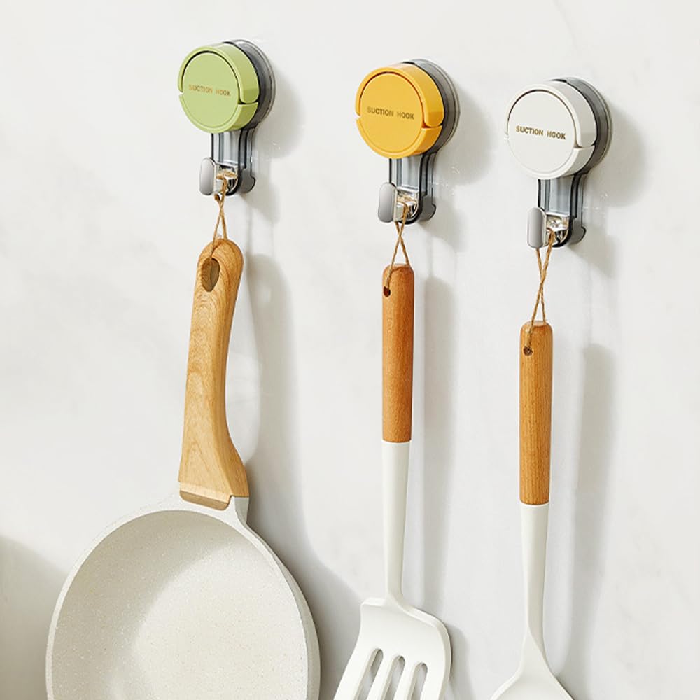 Gancho Ventosa Baño, 3 Piezas Perchas Baño Sin Taladro, Suction Hooks, Perchas Adhesivas Fuertes, Cuelga Toallas para Cocina Oficina Habitación