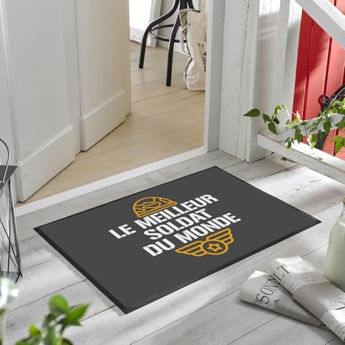 Paillasson noir armée de terre tapis militaire guerre 60x40cm