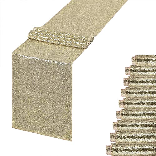 HMQIANG Paquete de 10 caminos de mesa de lentejuelas color dorado champán de 12 x 72 pulgadas con lentejuelas metálicas brillantes para decoración de fiestas, suministros de fiesta con purpurina para