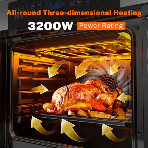 Empava 24" Electric Single Wall Oven Under Counter Built-in Wall Oven with 10 Cooking Functions, in stainless steel