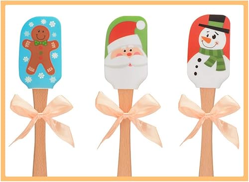 Miniatura 6 de Cabilock 2 espátulas de silicona de Navidad con asas de madera, espátula para hornear, mezclar, hornear, pastel, fiesta de Navidad, vacaciones