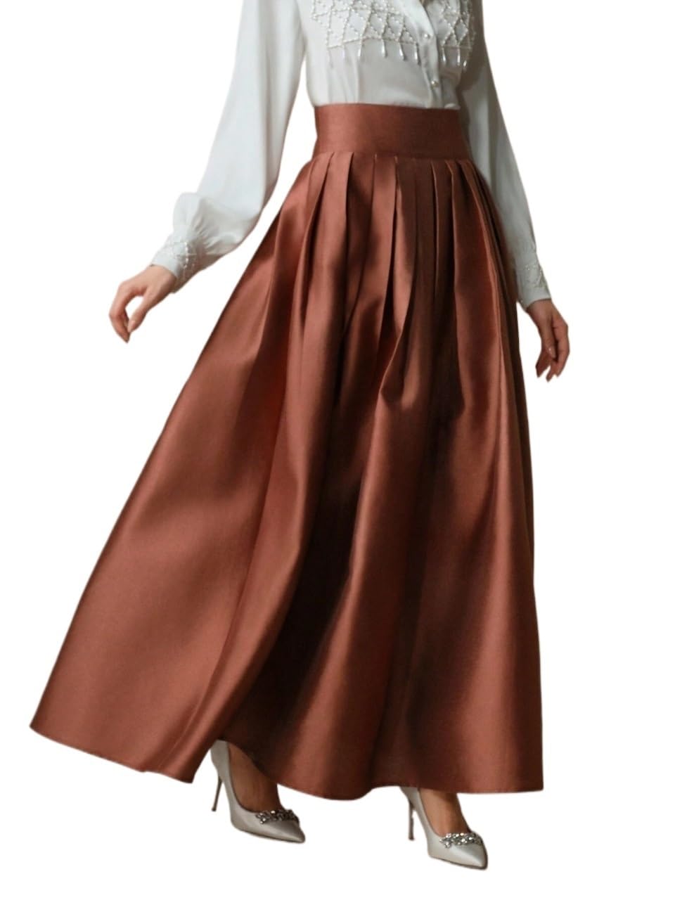 Womens Flowy Trendy Skirt High Waist Loose Skirt