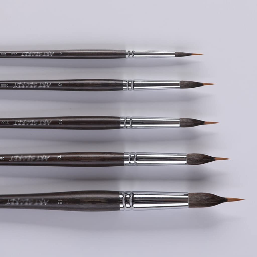 BATLAM Llegadas Dos Capas Liner Acuarela Pincel Punta Afilada Mezcla de Cabello Nylon Carbonizado Mango de Madera (Svart 5PCS)