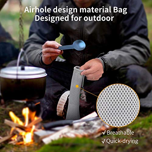 Image of OUTXE Ultralight Titanium Long Handle Fork and Spoon Set